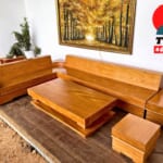 sofa góc l gỗ gõ đỏ nide tự nhiên hiên đại sang trọng